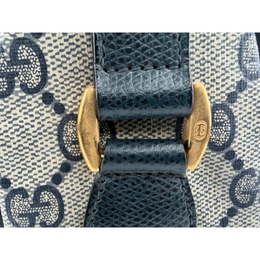 Gucci Vintage GG Plus Navy Beige Crossbody Shoulder Bag Accessory Collection 80s - Picture 12 of 16